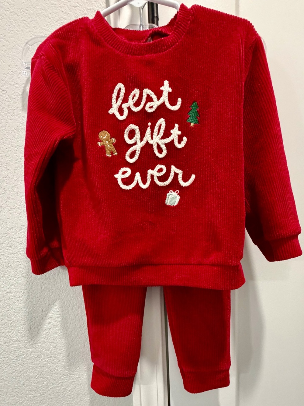 Carter’s Soft Red Ribbed Best Gift Ever Christmas Two-Piece Top Pants Set 24 M